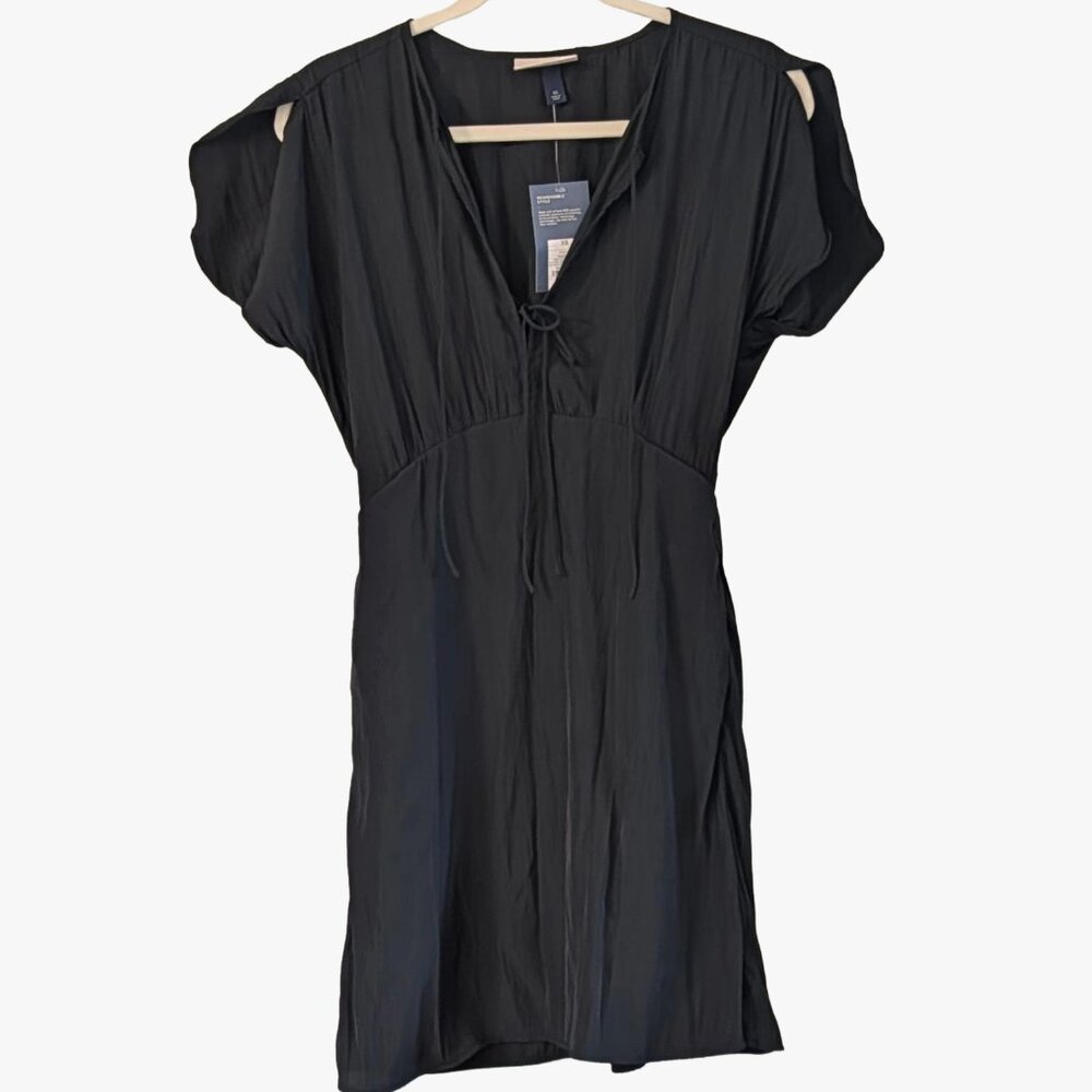 Universal Thread Black Mini Dress XS Tie Neck Pockets Lined